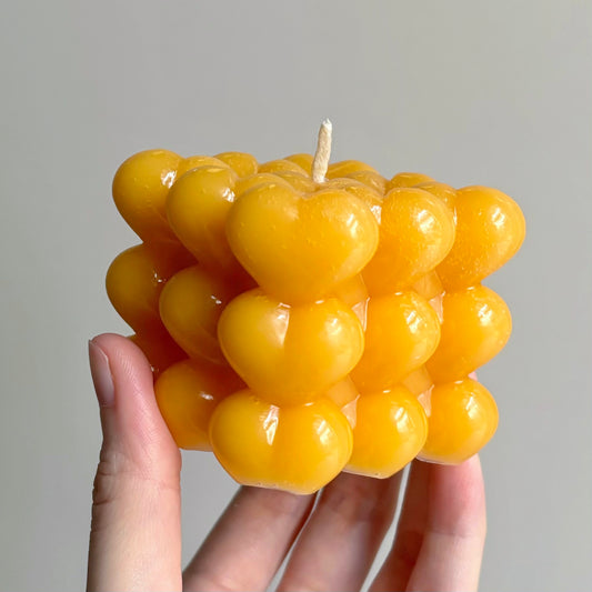 Heart Bubble Pure Beeswax Candle - Unscented