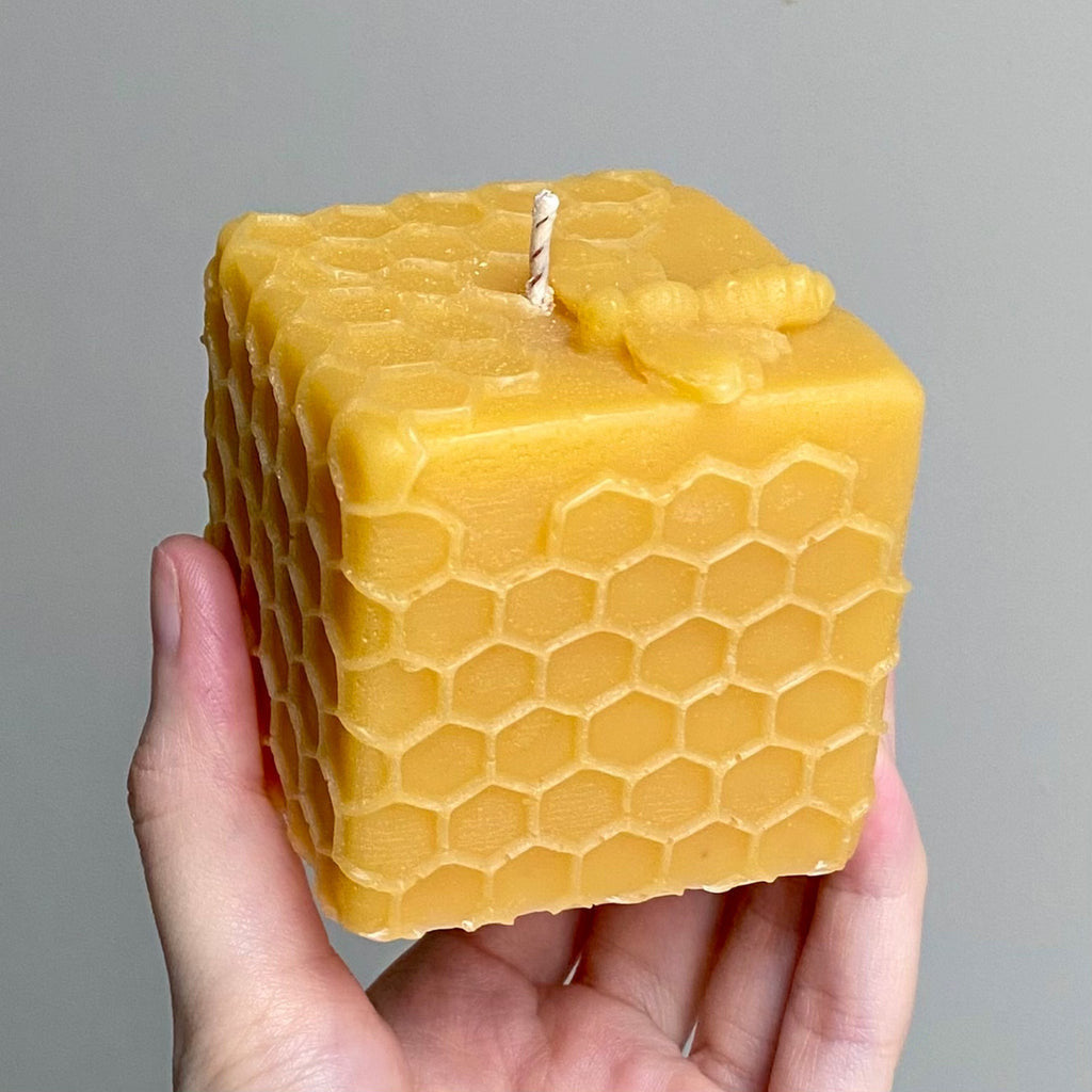 Honeycomb Cube Unscented Pure Beeswax Candle - Home Decor | Giveaway | Gift Idea